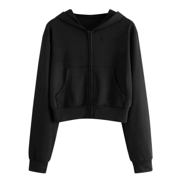 Yuwull Hoodies for Women Casual Zip Up Drawstring Cropped Hoodie Long Sleeve Short Sweatshirt Hooded Crop Jacket Top with Pockets Gray