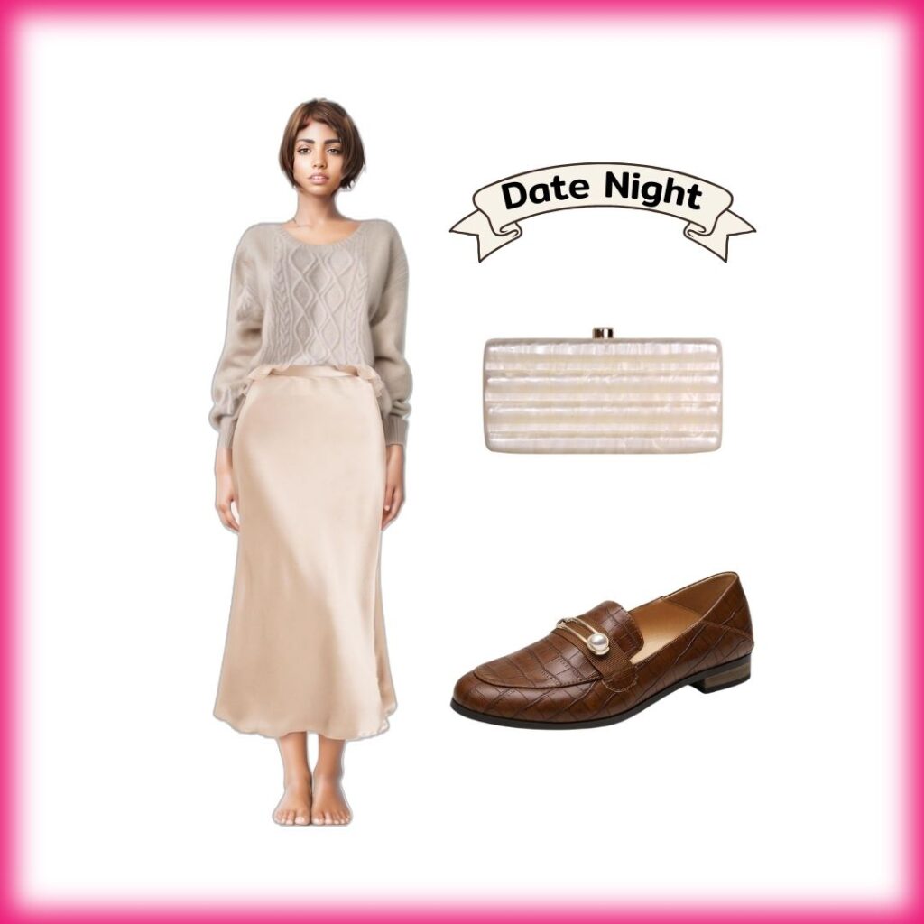 Date night monochromatic loafers look