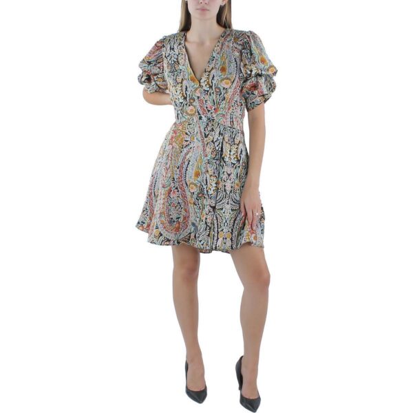 1.State Womens Black Floral Print Fit & Flare Dress M BHFO 6423