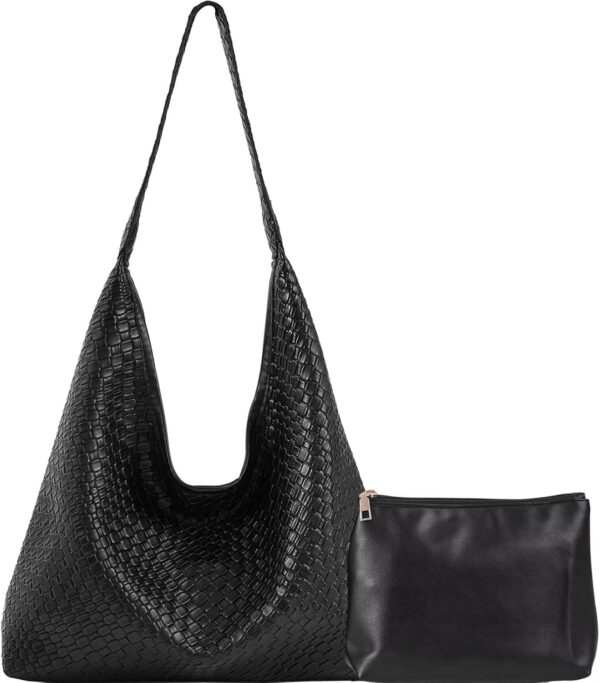 2024 Woven Leather Shoulder Bag for Women, Woven Soft Vegan Leather Tote Bag, Large Capacity Top-handle Hobo Bag