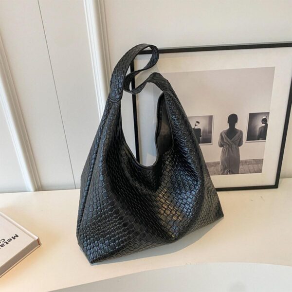 2024 Woven Leather Shoulder Bag for Women, Woven Soft Vegan Leather Tote Bag, Large Capacity Top-handle Hobo Bag