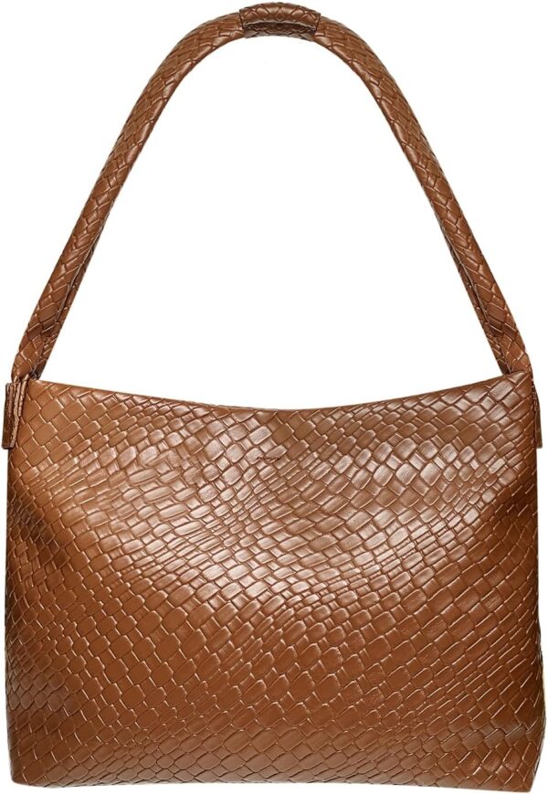 2024 Woven Leather Shoulder Bag for Women, Woven Soft Vegan Leather Tote Bag, Large Capacity Top-handle Hobo Bag