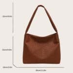 2024 Woven Leather Shoulder Bag for Women, Woven Soft Vegan Leather Tote Bag, Large Capacity Top-handle Hobo Bag