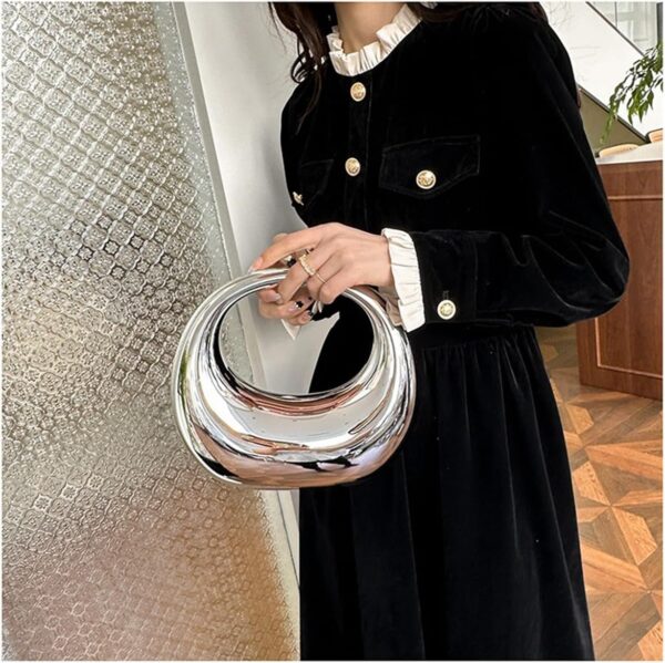 Acrylic Evening Clutch Purse Top-handle Moon Hobo Bag, Elegant Marble Handbag for Wedding Cocktail Party