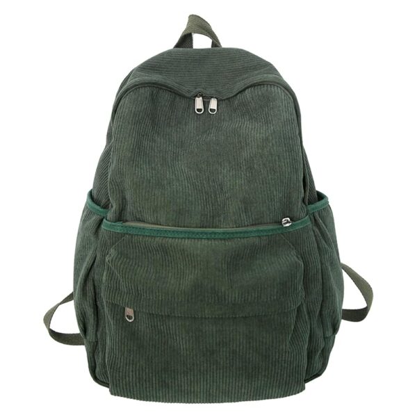 Aesthetic Backpack Cute Backpack Corduroy Backpack School Supplies Laptop Bag for Teens Girls Women Students Solid Color(Green)