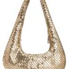 Afashor Womens Metallic Evening Bag Cute Hobo Handbag Fashion Shiny Moon-shaped Shoulder Purse