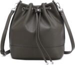 AFKOMST Leather Bucket Bags and Drawstring Crossbody Purse for Women Medium Tote and Hobo Handbags with 2 Shouder Straps