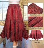 Agan Traders Women's Bohemian Peasant Embroidered Long Flared Hem Stone Washed Maxi Skirt Regular Plus Size 2X 3X