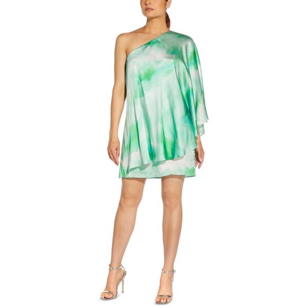 Aidan by Aidan Mattox Womens Green One Shoulder Mini Mini Dress 4 BHFO 9928