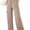 Aleumdr Women's Cargo Sweatpants High Waisted Wide Leg Pants Athletic Casual Baggy Sweat Pants with Pockets