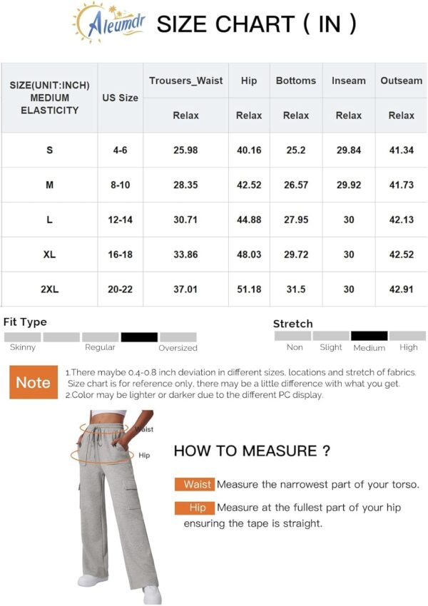 Aleumdr Women's Cargo Sweatpants High Waisted Wide Leg Pants Athletic Casual Baggy Sweat Pants with Pockets