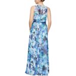 Alex & Eve Womens Blue Chiffon Maxi Formal Evening Dress Gown 4 BHFO 8279