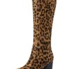 Allegra K Women's Round Toe Block Heeled Knee High Boots