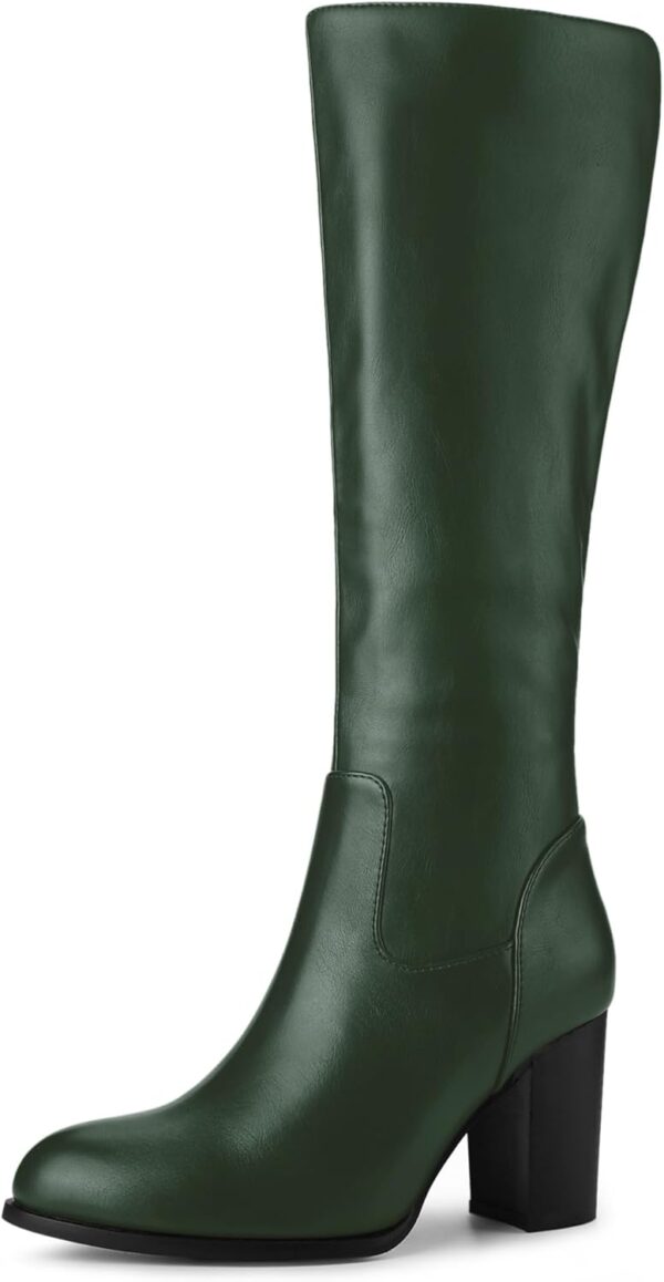 Allegra K Women's Round Toe Block Heeled Knee High Boots