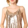 Allegra K Women's Sequined Shining Camisole Club Party Glitter Disco Sparkle Cami Top