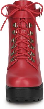 Allegra K Women's Zip Chunky Heel Platform Ankle Combat Boots