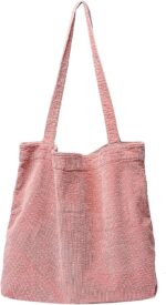 ALUWU Corduroy Tote Bag for Women Canvas Shoulder Handbags Cute Large Purse