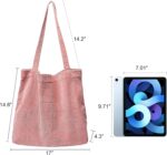 ALUWU Corduroy Tote Bag for Women Canvas Shoulder Handbags Cute Large Purse