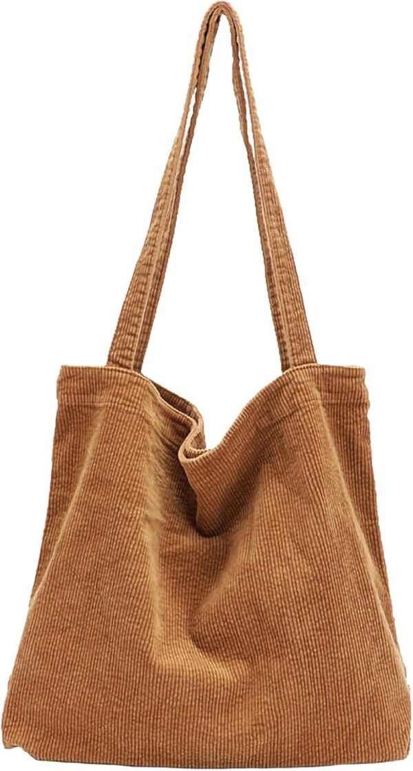 ALUWU Corduroy Tote Bag for Women Canvas Shoulder Handbags Cute Large Purse