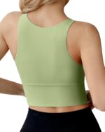 Ama Larsi High Neck Sports Bra for Women Longline Medium Impact Workout Crop Tank Tops Wirefree Padded Yoga Bra Gym