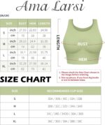 Ama Larsi High Neck Sports Bra for Women Longline Medium Impact Workout Crop Tank Tops Wirefree Padded Yoga Bra Gym