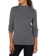 Amazon Essentials Women's Classic-Fit Lightweight Cable Long-Sleeve Mock Neck Sweater