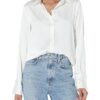 Amazon Essentials Women's Classic-Fit Satin Button Down Blouse (Available in Plus Size)