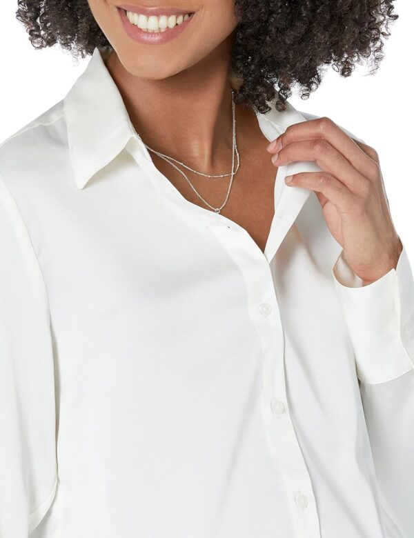 Amazon Essentials Women's Classic-Fit Satin Button Down Blouse (Available in Plus Size)