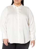 Amazon Essentials Women's Classic-Fit Satin Button Down Blouse (Available in Plus Size)