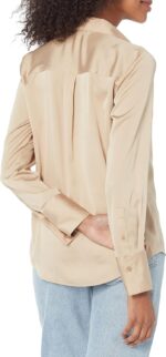 Amazon Essentials Women's Classic-Fit Satin Button Down Blouse (Available in Plus Size)