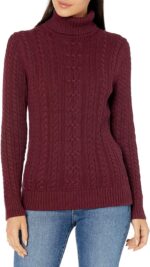 Amazon Essentials Women's Fisherman Cable Turtleneck Sweater (Available in Plus Size)