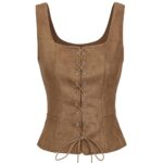 American Trends Women Pirate Renaissance Vest Cosplay Costume Waistcoat Halloween Steampunk Gothic Medieval Bodice