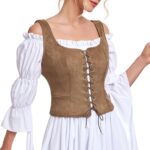 American Trends Women Pirate Renaissance Vest Cosplay Costume Waistcoat Halloween Steampunk Gothic Medieval Bodice