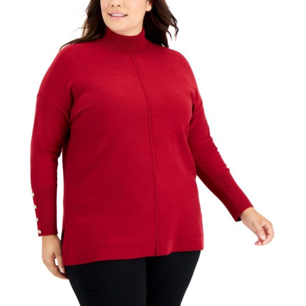 Anne Klein Womens Red Top Mock Turtleneck Sweater Sweater Plus 0X BHFO 6019