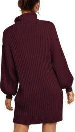 ANRABESS Women Oversized Sweater Dress Turtleneck Batwing Long Sleeve Ribbed Knit Loose 2024 Fall Winter Casual Short Dress