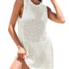 ANRABESS Womens Swimsuit Cover Up Sleeveless Knit 2024 Summer Outfits Swimwear Bathing Suit Coverup Crochet Beach Dress