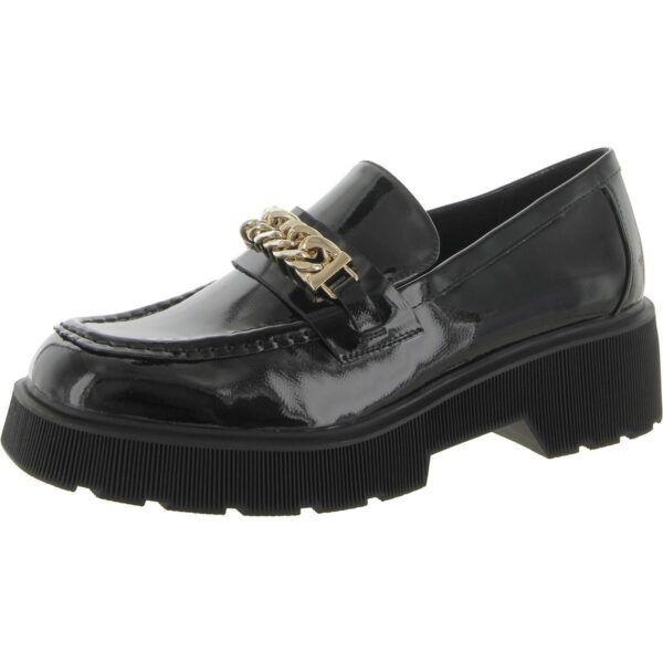 Aqua Womens BLAKE Black Patent Flats Loafers Shoes 5.5 Medium (B,M) BHFO 4208