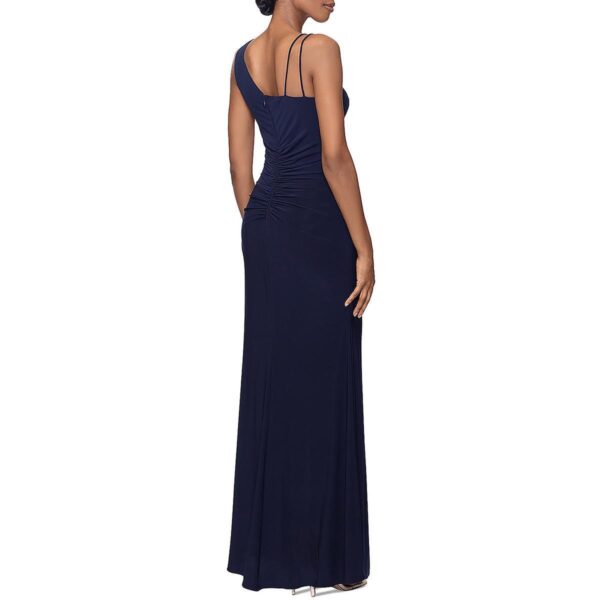 Aqua Womens Navy Knit One Shoulder Prom Evening Dress Gown 0 BHFO 7648