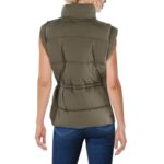 Avec Les Filles Womens Green Quilted Collared Puffer Vest Outerwear L BHFO 7856