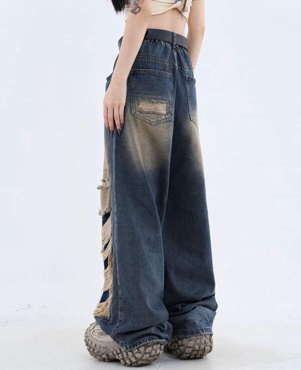 Baggy Jeans for Women Men Ripped Straight Leg Pants High Waisted Distressed Jeans Y2K Grunge Summer Clothes.