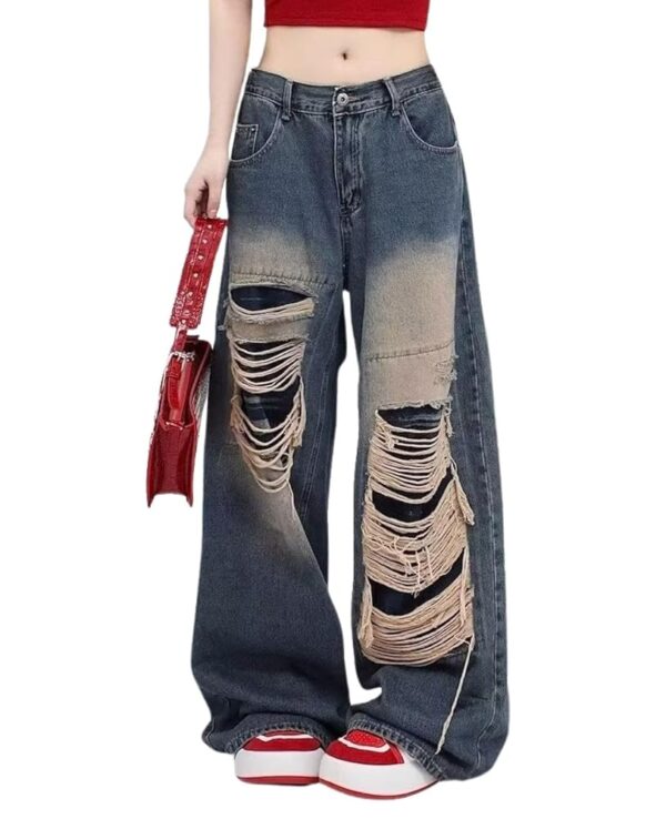 Baggy Jeans for Women Men Ripped Straight Leg Pants High Waisted Distressed Jeans Y2K Grunge Summer Clothes.