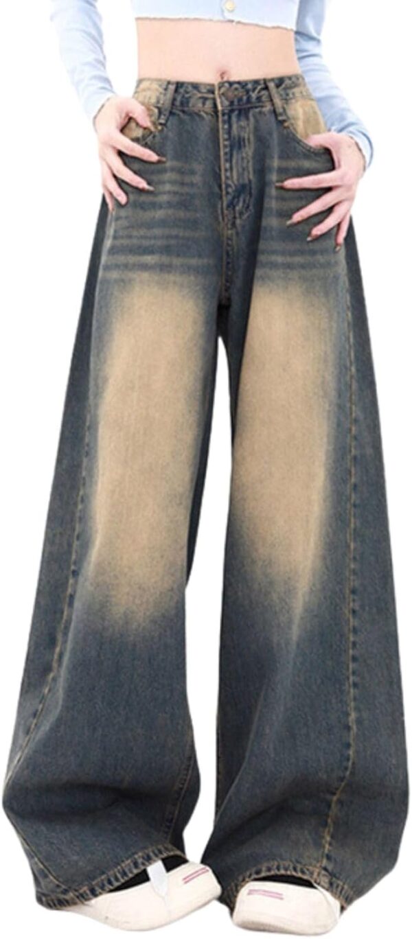 Baggy Jeans for Women Men Ripped Straight Leg Pants High Waisted Distressed Jeans Y2K Grunge Summer Clothes.