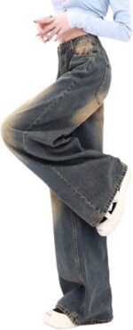 Baggy Jeans for Women Men Ripped Straight Leg Pants High Waisted Distressed Jeans Y2K Grunge Summer Clothes.