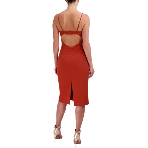 BCBGMAXAZRIA Womens Red Open Back Midi Cocktail And Party Dress 2 BHFO 0106