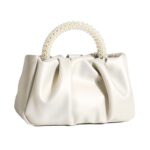 Beatfull Evening Purse Women Small Pearl Handbags Soft Leather Ruched Bag Wedding Bridal Clutch Party Prom Crossbody Purses