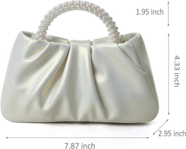 Beatfull Evening Purse Women Small Pearl Handbags Soft Leather Ruched Bag Wedding Bridal Clutch Party Prom Crossbody Purses