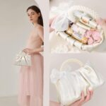 Beatfull Evening Purse Women Small Pearl Handbags Soft Leather Ruched Bag Wedding Bridal Clutch Party Prom Crossbody Purses