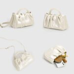 Beatfull Evening Purse Women Small Pearl Handbags Soft Leather Ruched Bag Wedding Bridal Clutch Party Prom Crossbody Purses