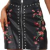 Bellivera Women Faux Leather Basic Bodycon High Waisted Short PU Stretchy Pleated Mini Skirt