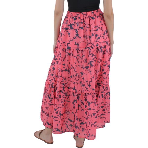 Beulah Womens Pink Tiered Long Summer A-Line Skirt L BHFO 0685